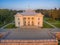 Trakai, Lithuania: Aerial UAV top view of Uzutrakis Palace