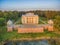 Trakai, Lithuania: Aerial UAV top view of Uzutrakis Palace