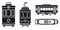 Tram car icon set, simple style