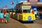 The tram car takes tourists for a ride on the Boardwalk