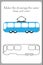 Tram in cartoon style,make the drawings the same, coloring page, education paper game for the development of children, kids