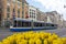 Tram driving on an empty Rokin in Amsterdam Netherlands during the corona crisis