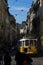 Tram Electrico 28 in a street of the Baixa neighbourhood, in the city of Lisbon