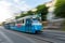 Tram in Gothenburg, Sweden with motion blur.