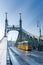 Tram on Liberty bridge, Budapest