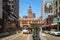 Tram line in front of the clock tower of Flinders Street railway Station