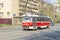 Tram in Moscow streets. trackless trolley