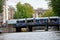 Tram over a bridge in Amsterdam