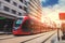 A tram passing on the railway in a sunny day - Casablanca - Moro