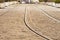 Tram rails in historic Munich, Germany