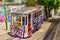 Tram running on the street in Lisbon, Portugal