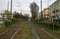 Tram running through the streets of Krakow.