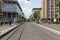 Tram on the street in Freiburg in May