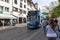 Tram on the street in Freiburg in May