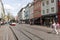 Tram on the street in Freiburg in May