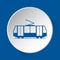 Tram, streetcar - simple blue icon on white button