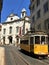 Tram on the streets of Lisbon Portugal