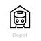 Tram and Subway Depot icon editable line. Public Urban symbol