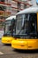 Tram terminal station. Modern trams are yellow. Berlin city transport