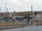 A tram waiting at a stop with people getting of at Cleveleys town center in Blackpool Lancashire