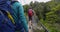 Tramping people hiking in New Zealand Abel Tasman National Park