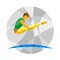 Trampoline Gymnastics - jumping athlete on mosaic background