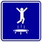 Trampoline jumping man vector blue sign