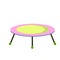 Trampoline. Sports equipment for jumping. Pink Toy for recreation and children entertainment