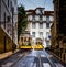 Trams in Lisbon and the beauty of streets in Lisbon architecture of buildings