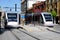 Trams in Seville city centre.