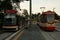 Trams waiting at the terminal station in GdaÅ„sk