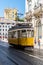 Tramway in Lisbon going a street