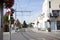 Tramway run and stopping for send and receive passengers at Sandhausen village in Heidelberg, Germany