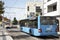 Tramway run and stopping for send and receive passengers at Sandhausen village in Heidelberg, Germany