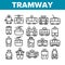 Tramway, Urban Transport Thin Line Icons Set