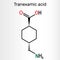 Tranexamic acid, TXA, C8H15NO2 drug molecule, is used for preventing excessive bleeding. Structural chemical formula