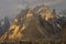 Trango Towers in clouds