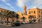 Trani, Italy - Panoramic view of Trani old town quarter with Piazza Pietro Tiepolo square and the baroque Carmelite church -