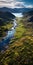 Tranquil Aerial Landscape: Endless Fjord With Vibrant Wild Flowers