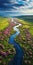 Tranquil Aerial Photography: Chuya River And Vibrant Wild Flowers