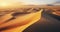 The Tranquil Aerial Scene of a Desert, Illuminated by the Setting Sun