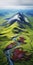 Tranquil Aerial View Of Enormous Volcano With Vibrant Wild Flowers