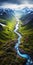 Tranquil Aerial View Of Vibrant Glacier And Wild Flowers