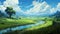 Tranquil Anime Valley: Romantic Riverscapes And Detailed Skies