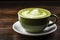 Tranquil atmosphere with a delicious cup of matcha green tea latte in a serene setting