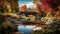 Tranquil Autumn Oasis: Colorado National Forest Bridge Over River
