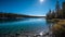 Tranquil autumn reflection on majestic mountain range in Alberta wilderness generated by AI