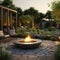 Tranquil Backyard Oasis With Fire Pit And Stone Patio