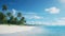 Tranquil Beach Landscape With Palm Trees - Vray Tracing Art