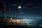 Tranquil Beach night sky. Generate Ai